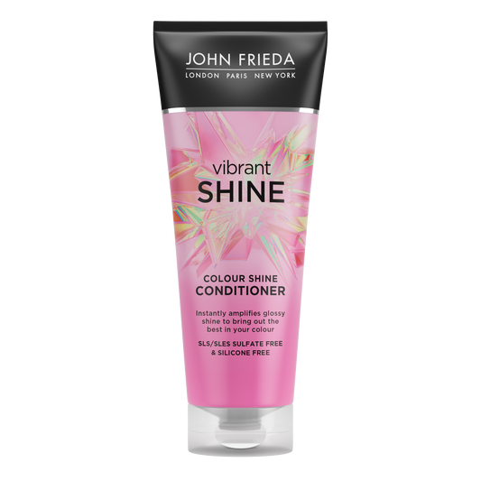 John Frieda Vibrant Shine Colour Shine Conditioner 250ml bottle, smooth and glossy hair care product for vibrant color.