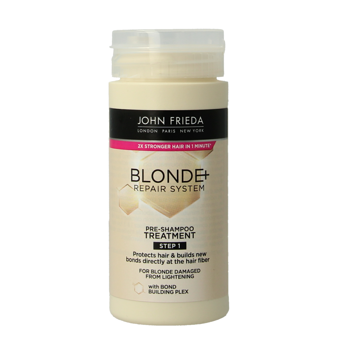 John Frieda Blonde Repair Bond Pre-Shampoo bottle, 100ml, with sleek packaging and product label visible in the image.