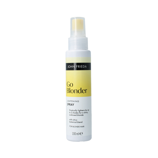 John Frieda Go Blonder lightening spray bottle, 100ml, for hair brightening and color enhancement.