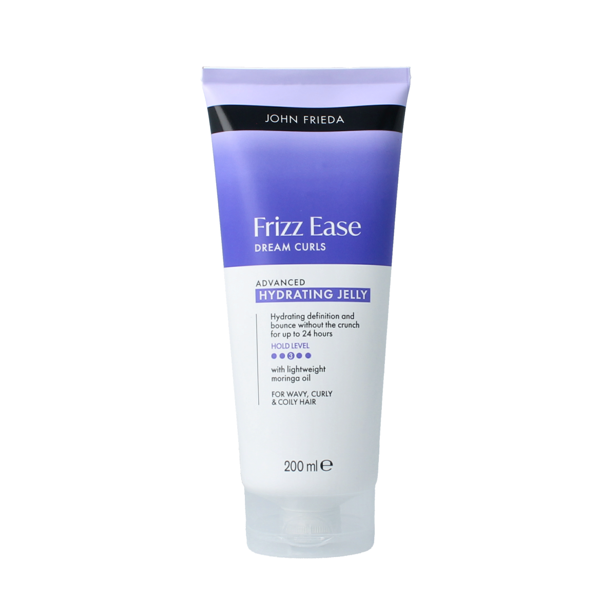 John Frieda Dream Curls Hydrating Curl Jelly in 200ml, a styling product for defined, moisturized curls displayed in the image.