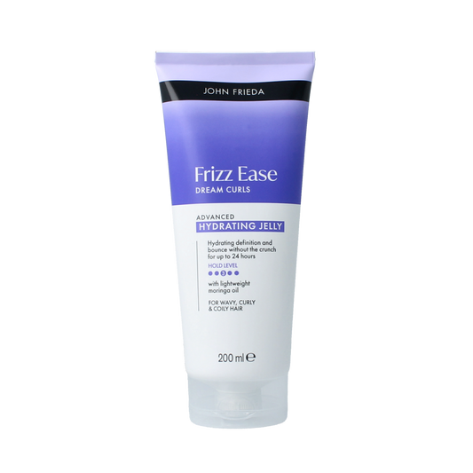John Frieda Dream Curls Hydrating Curl Jelly in 200ml, a styling product for defined, moisturized curls displayed in the image.
