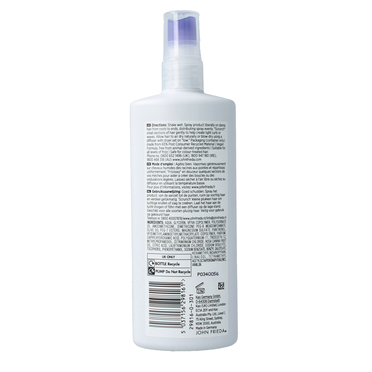 John Frieda Dream Curls styling spray in 200ml bottle, designed for curly hair care and enhanced curl definition