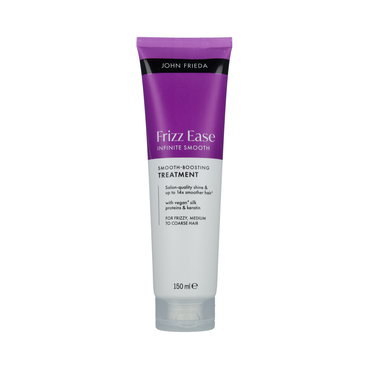 John Frieda Infinite Smooth Haarverzorging treatment bottle, 150ml, with sleek packaging and product label visible.