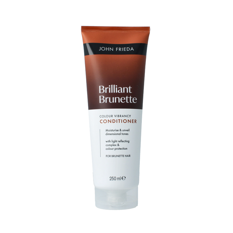 John Frieda Color Vibrancy Conditioner 250ml bottle, hair care product with blue and white packaging, designed to enhance hair color.