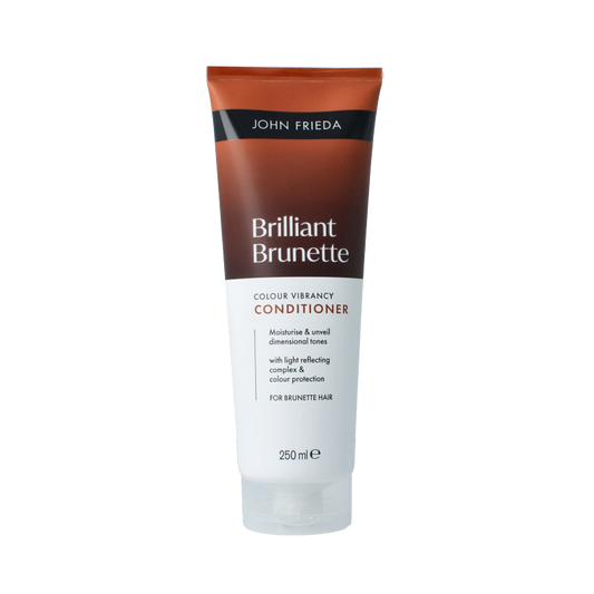 John Frieda Color Vibrancy Conditioner 250ml bottle, hair care product with blue and white packaging, designed to enhance hair color.
