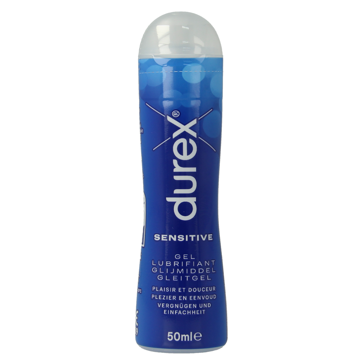 Durex Play Sensitive 50ml condom package showing the Durex brand and product label on the box.