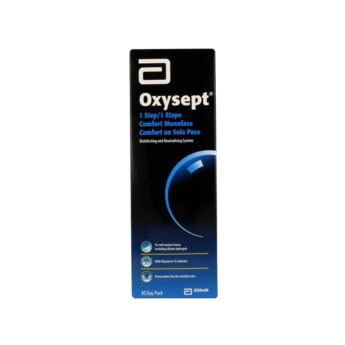 Oxysept 1 Step contact lens solution for one month, 300ml bottle, eye care product for convenient lens cleaning and disinfection