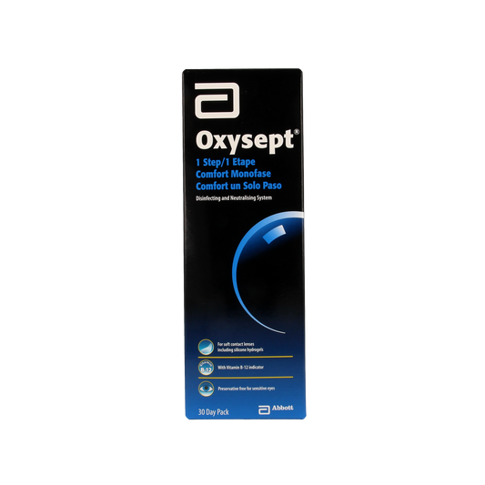 Oxysept 1 Step contact lens solution for one month, 300ml bottle, eye care product for convenient lens cleaning and disinfection