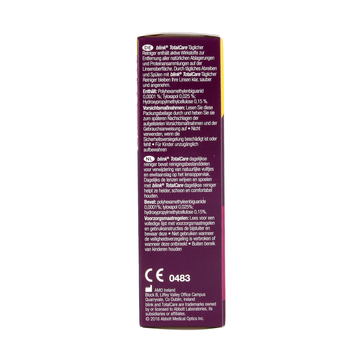 Blink Totalcare contact lens cleaning solution in a 30ml bottle, designed for optimal lens hygiene and clarity.