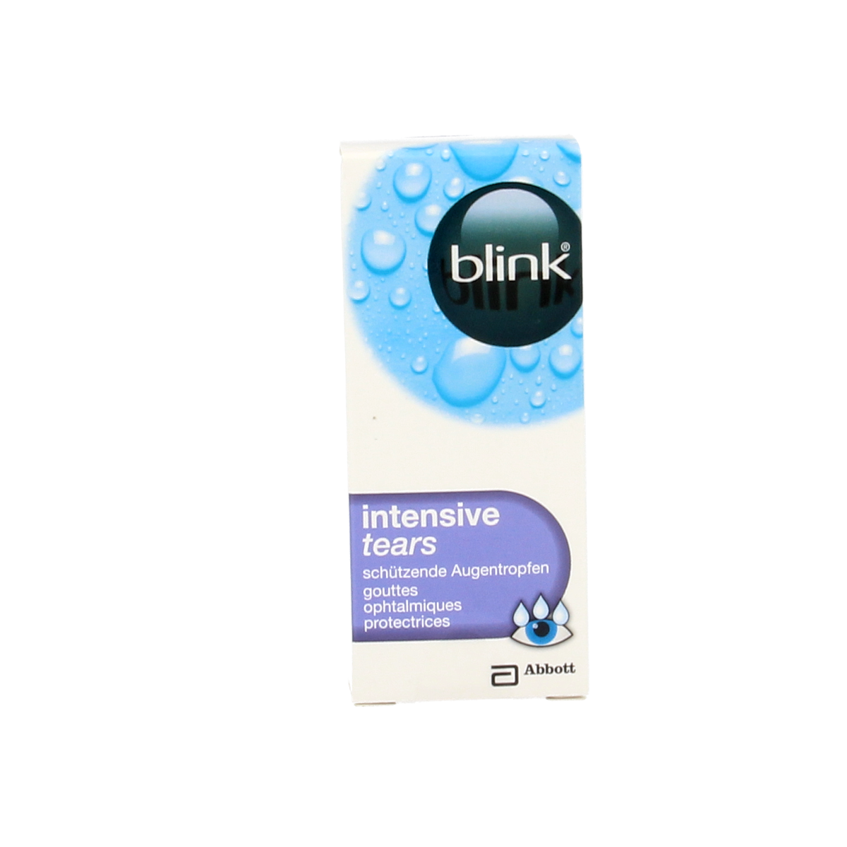 Blink Intensive Tears eye drops in a 10ml bottle, designed for eye care and moisture relief.