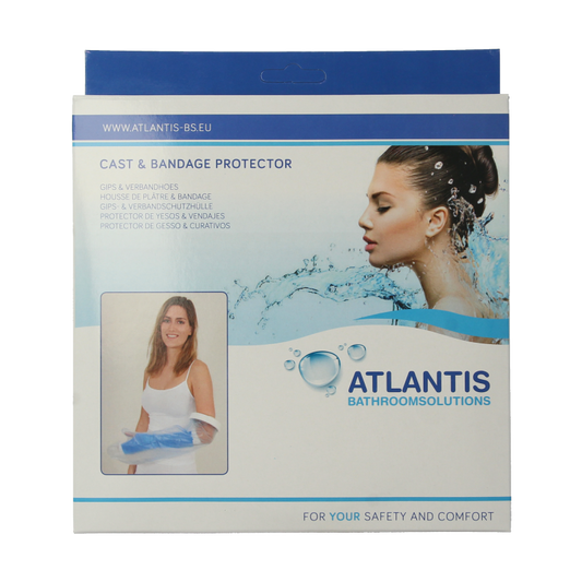 Able 2 Gipshoes half been volwassene, shower and bath protective covers, shown in white with adjustable straps.