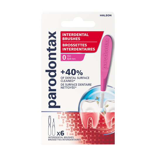 Parodontax interdental sticks size 0, 6 pack, dental flossers and tooth cleaners, for effective interdental cleaning.