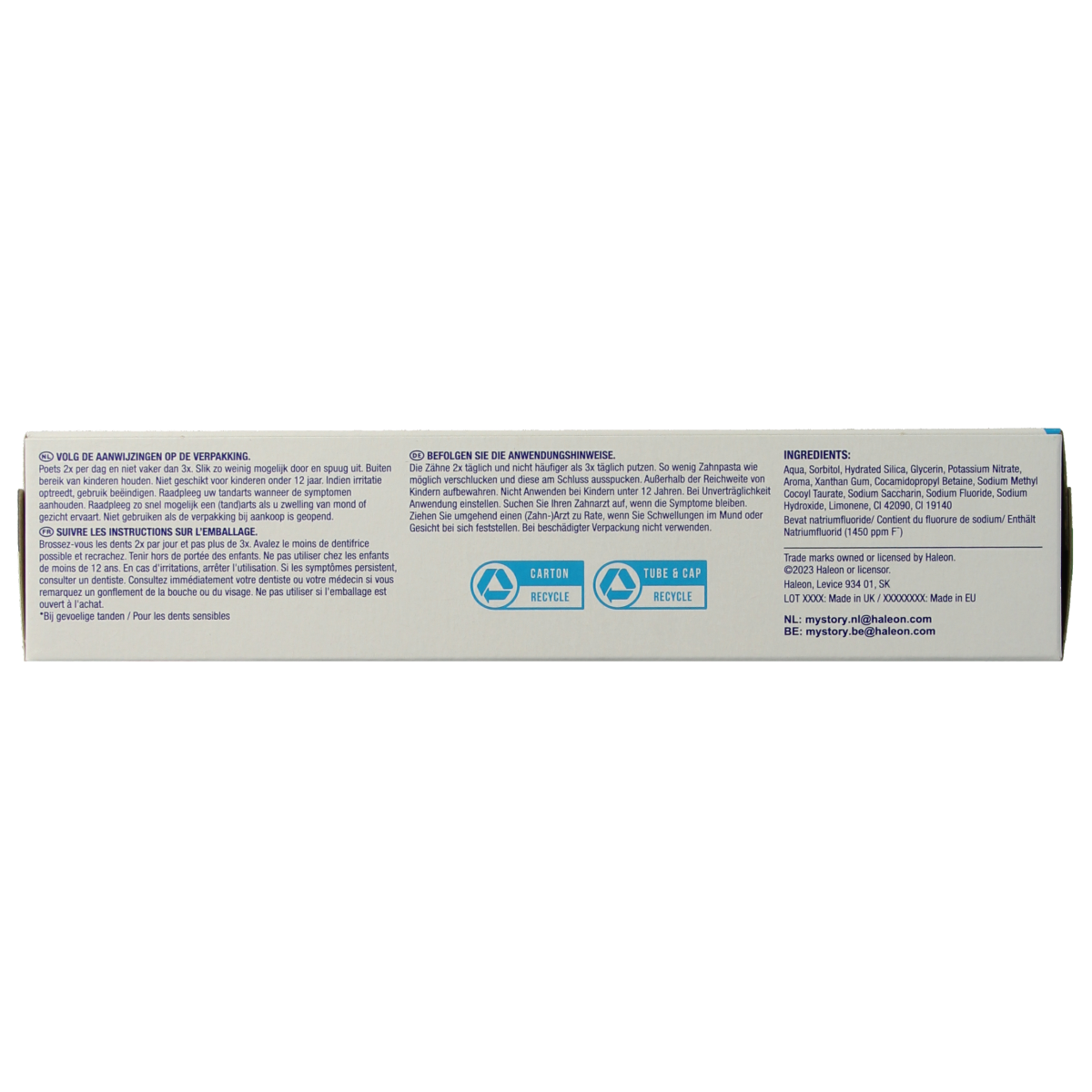 Sensodyne Fresh Mint toothpaste in 75ml tube, featuring mint flavor and mild formula for sensitive teeth.