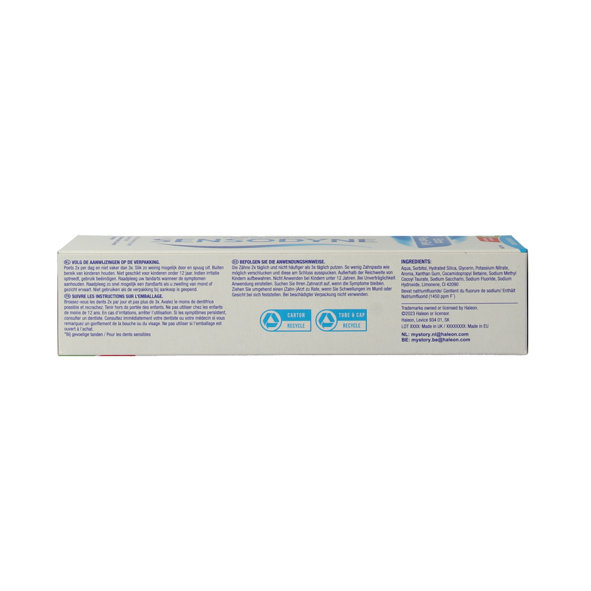 Sensodyne Extra Fresh Gel toothpaste in a 75ml tube, designed for sensitive teeth and fresh breath.