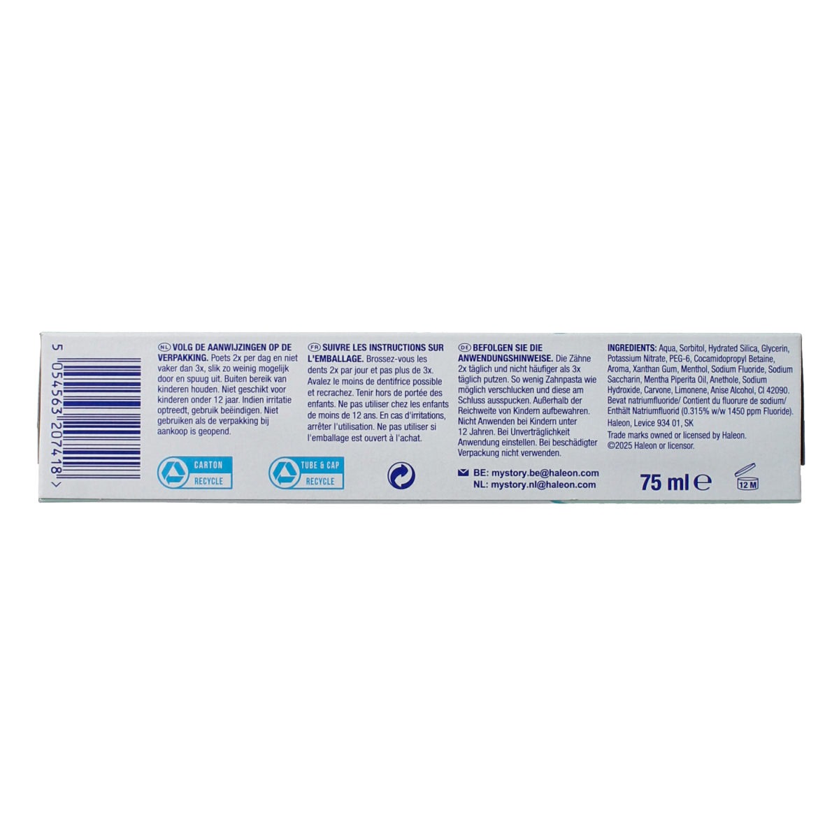 Sensodyne toothpaste for daily protection in a 75ml tube, designed for sensitive teeth and oral care.