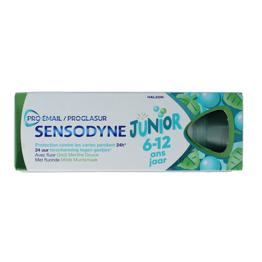 Sensodyne Pronamel kids toothpaste for ages 6+ in a 50ml tube, designed for gentle enamel protection.