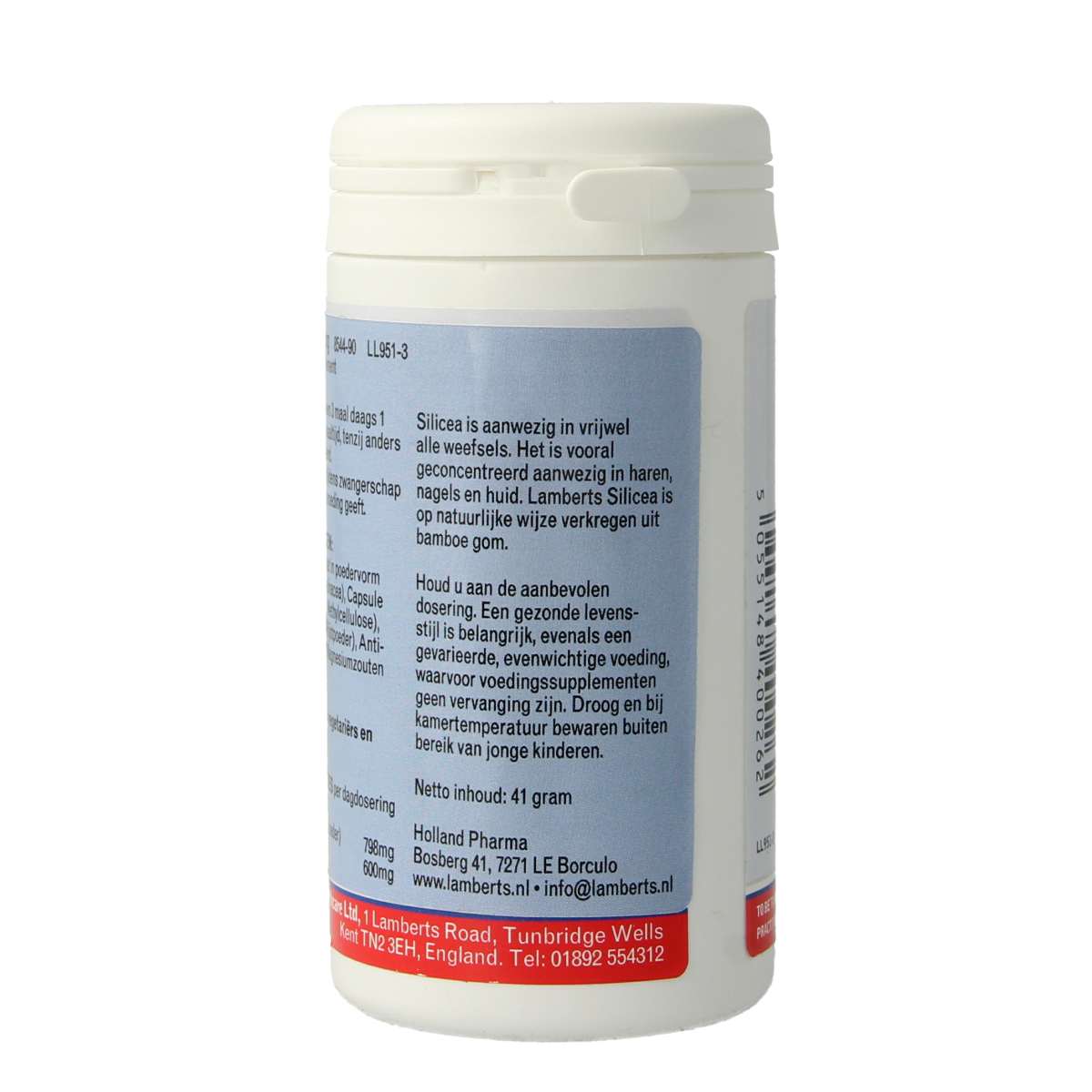 Lamberts silica capsules in vegetarian bamboe-derived mineral supplement, 200mg per capsule, 90 count.