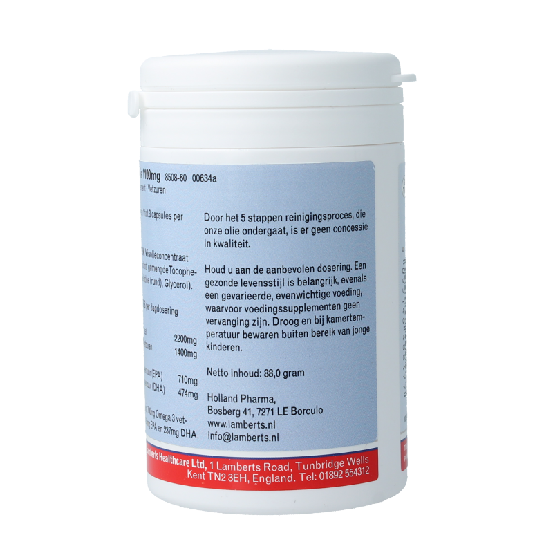 Lamberts Pure Visolie omega 3 Vetzuren capsules, 1100mg, 60 softgels, supplement for healthy heart and brain function