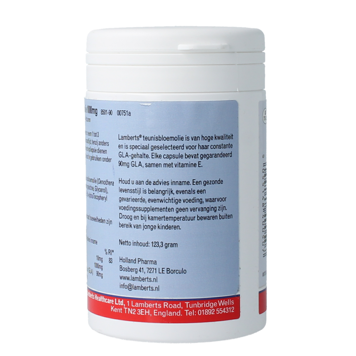 Lamberts Teunisbloemolie 1000mg evening primrose oil capsules, dietary supplement for healthy skin and hormones.