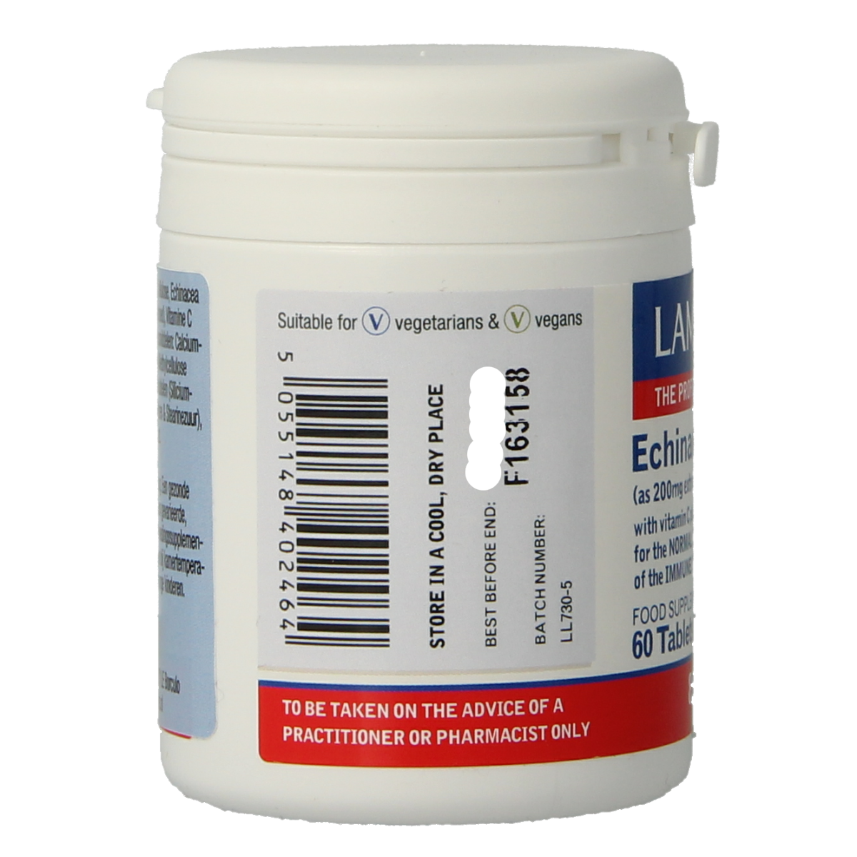 Lamberts Echinacea 1000mg supplement with zinc and vitamin C, 60 tablets, herbal remedy for immune support.