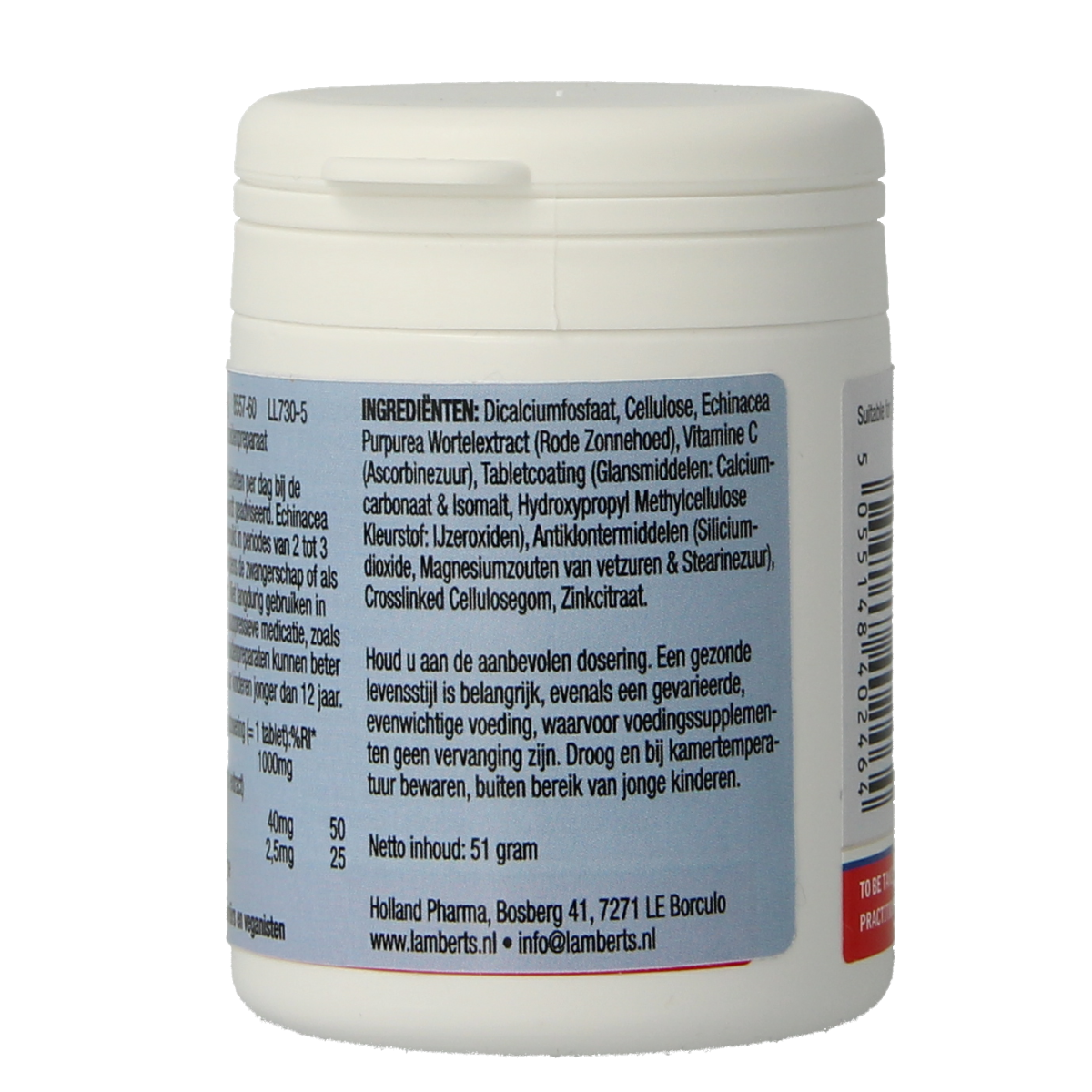 Lamberts Echinacea 1000mg supplement with zinc and vitamin C, 60 herbal tablets for immune support.