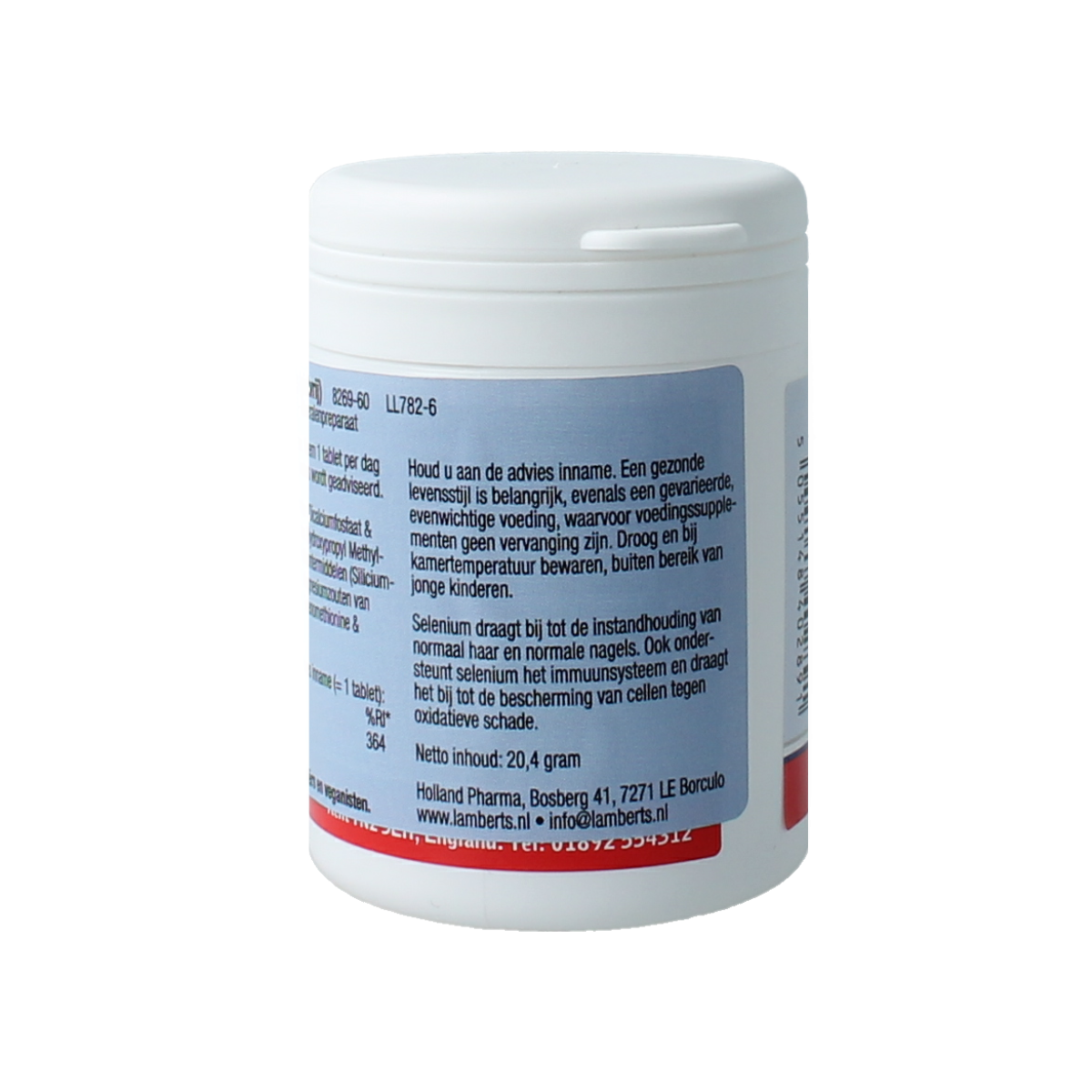 Lamberts Selenium 200mcg mineral supplement tablets, 60 count, featuring orange and white packaging with product label.