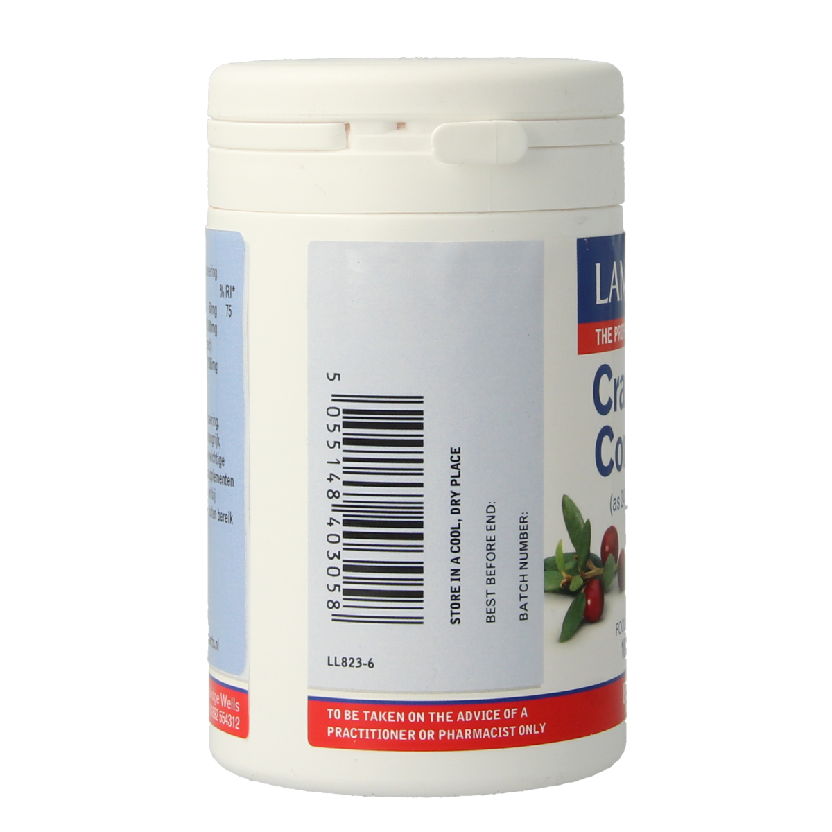 Lamberts Cranberry Complex supplement in a 100g container, featuring cranberry extract for urinary health.