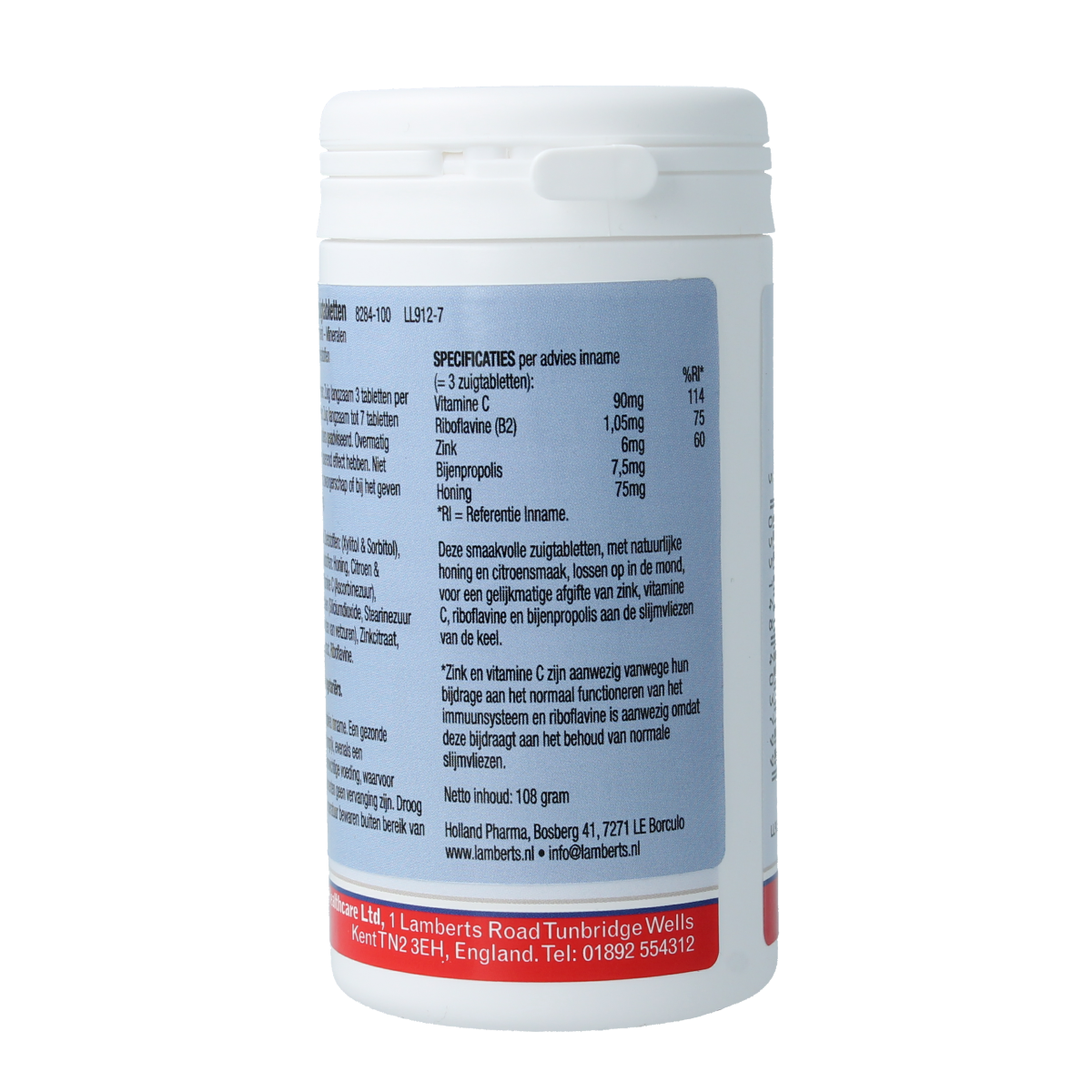 Lamberts Zinc Plus zinc mineral lozenges in a blister pack, dietary supplement for immune support