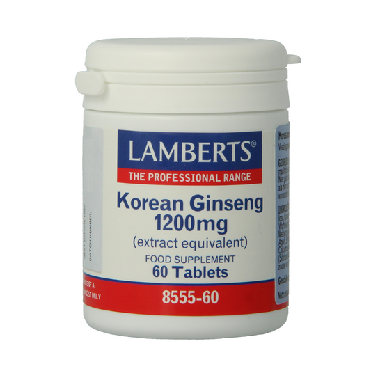 Lamberts Ginseng Koreaans 1200mg herbal supplement tablets, 60 count, natural ginseng root extract for energy support