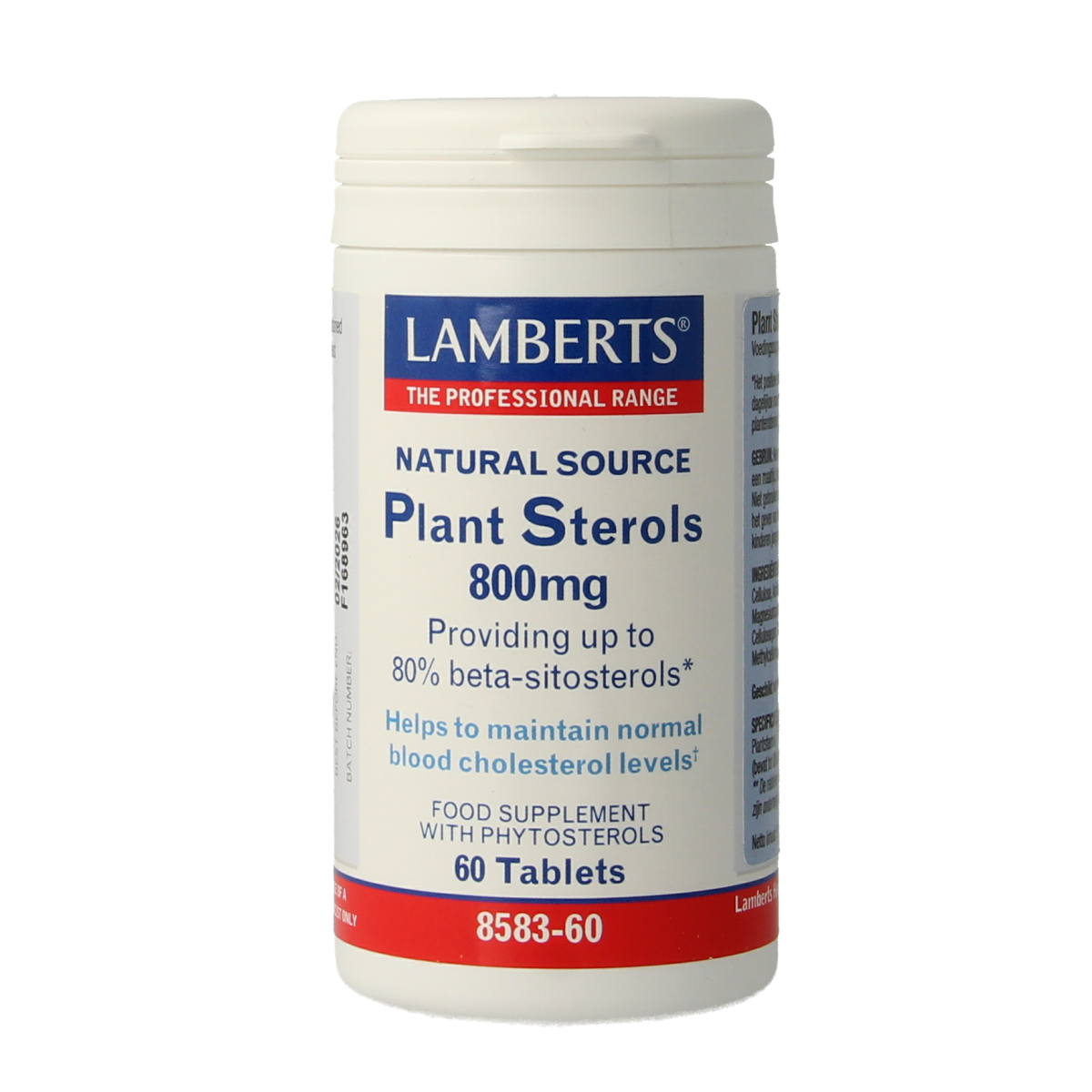 Lamberts Plant Sterolen 800mg herbal supplement tablets in a bottle, dietary supplement for supporting cholesterol health.