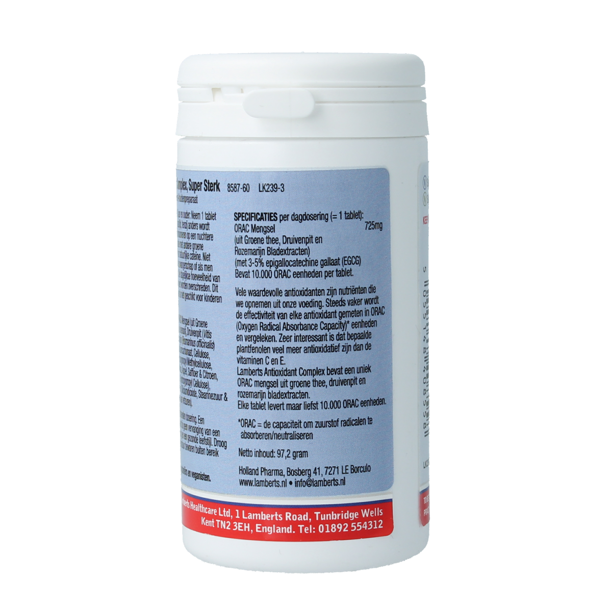 Lamberts Antioxidant Complex supplement bottles with 60 tablets, herbal supplement product in natural packaging.