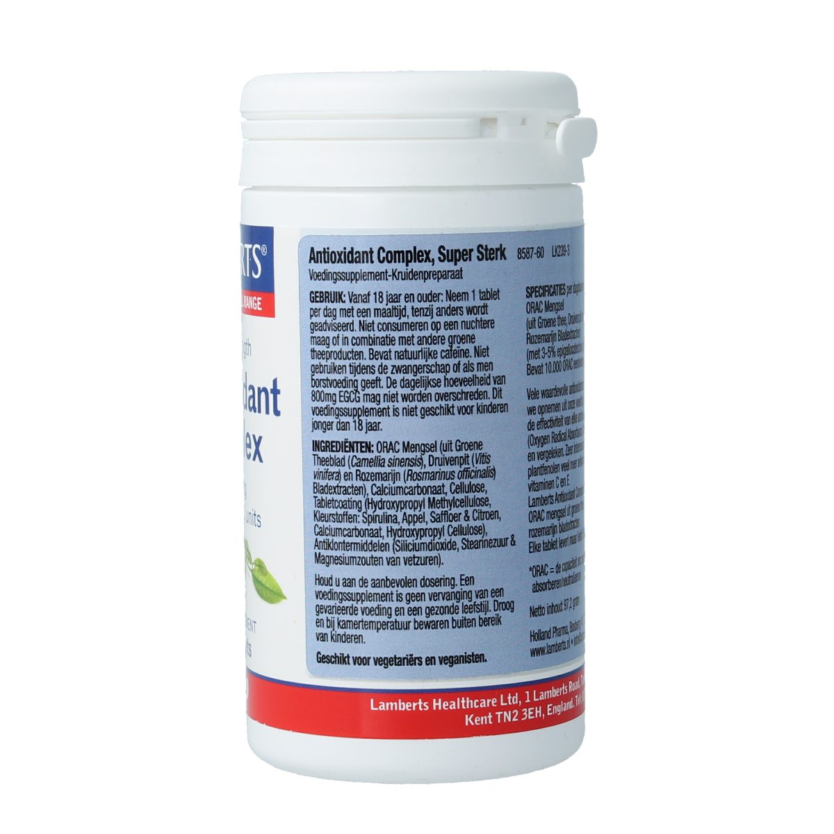 Lamberts Antioxidant Complex supplement in a bottle of 60 tablets, herbal supplement for antioxidant support.
