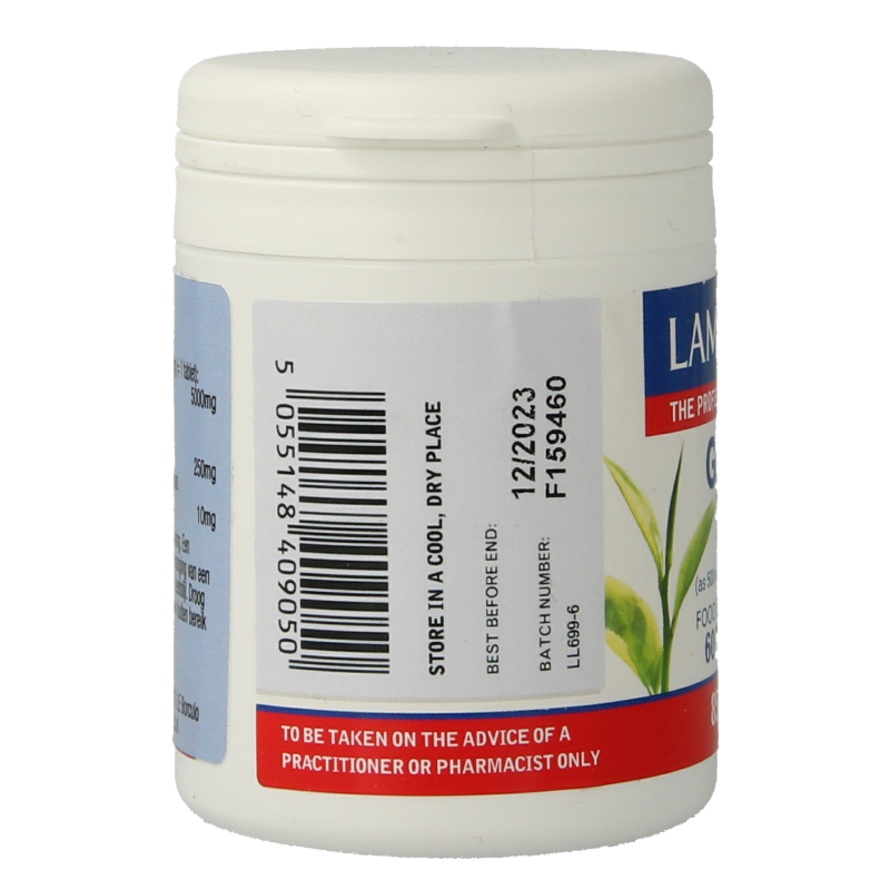 Lamberts Groene Thee supplement in a bottle with 60 tablets, herbal preparation for health and wellness.