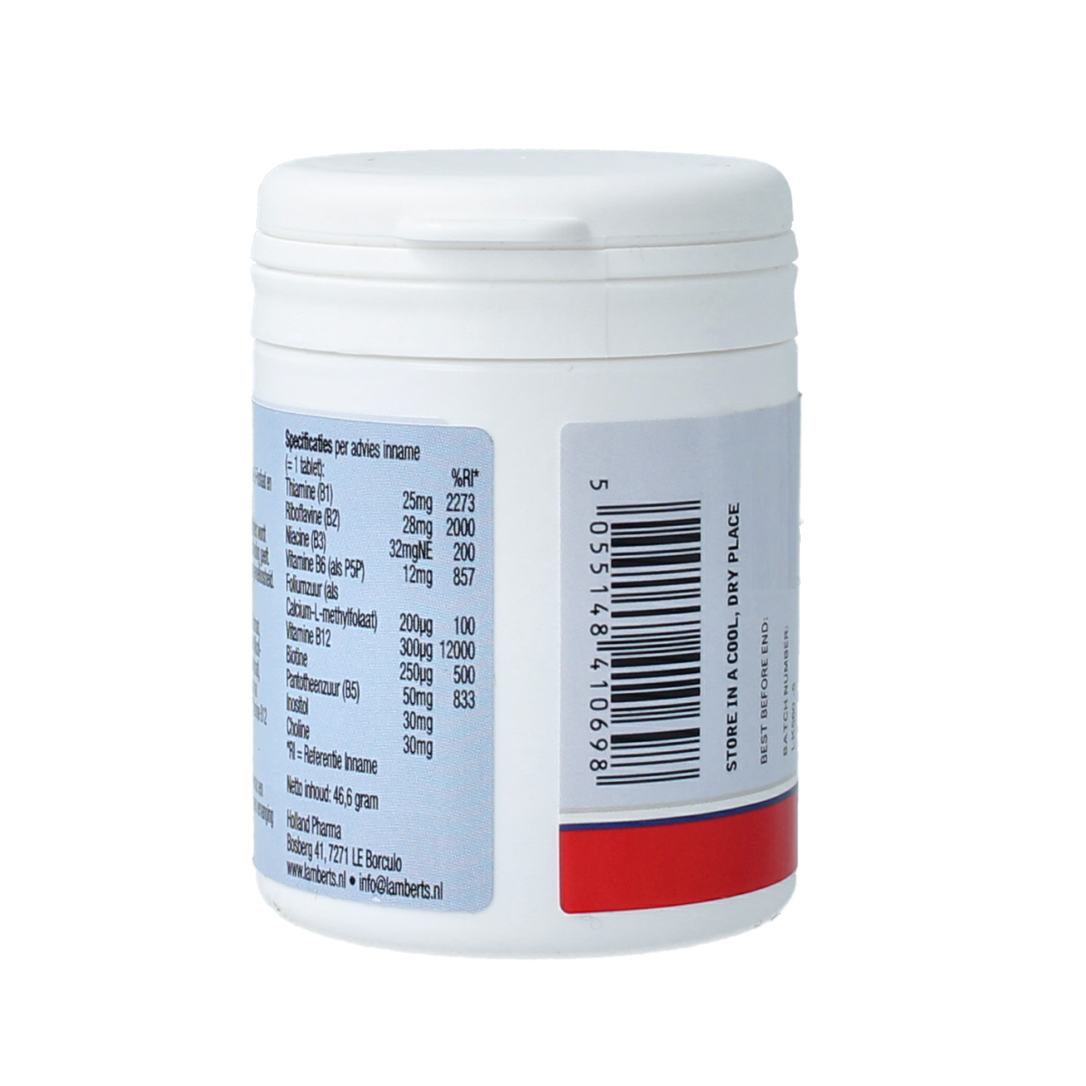Lamberts Methyl B Complex multivitamin tablets in a blister pack, showing the product packaging with branding and tablet blister.