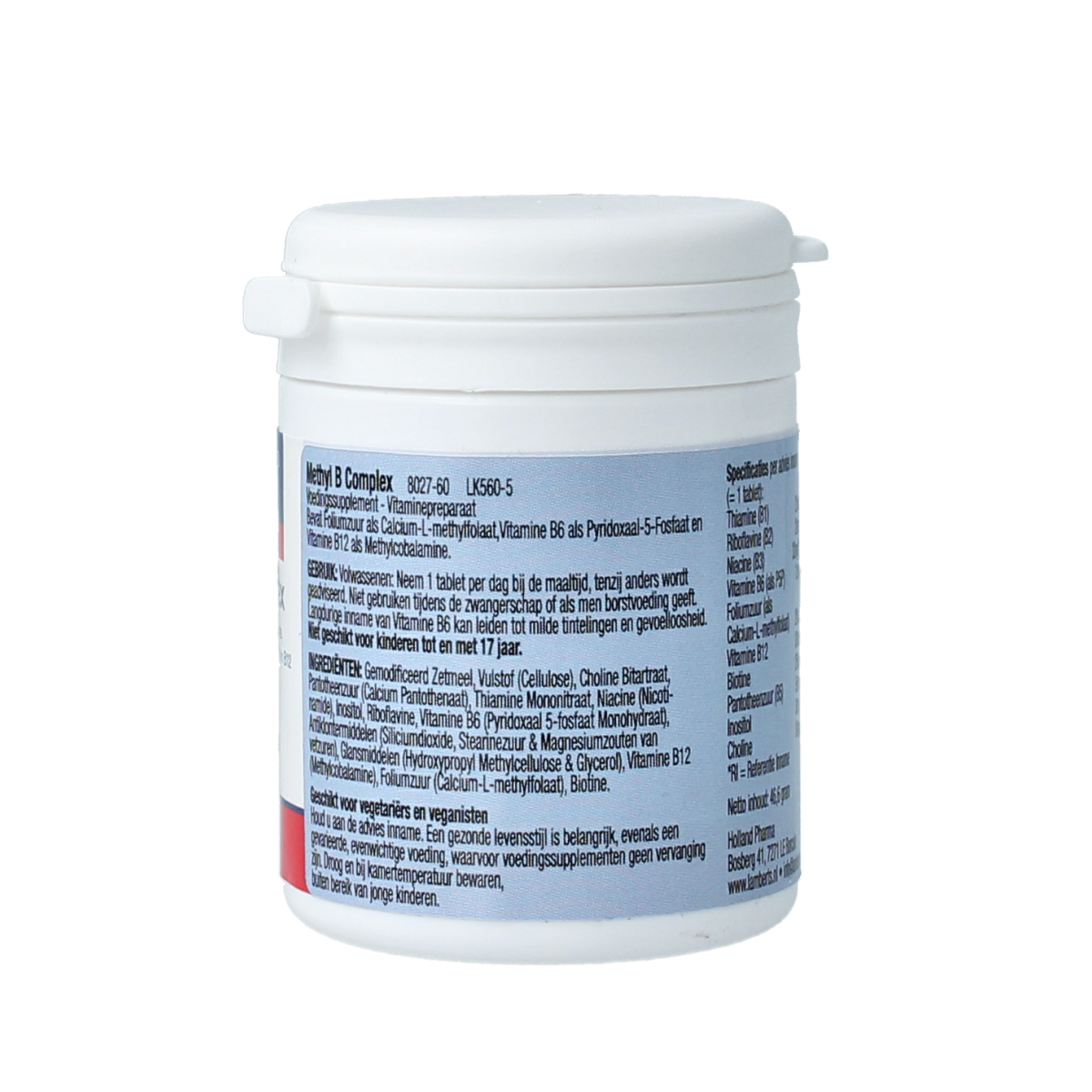 Lamberts Methyl B Complex vitamin tablets in a bottle, dietary supplement for energy and metabolism support.