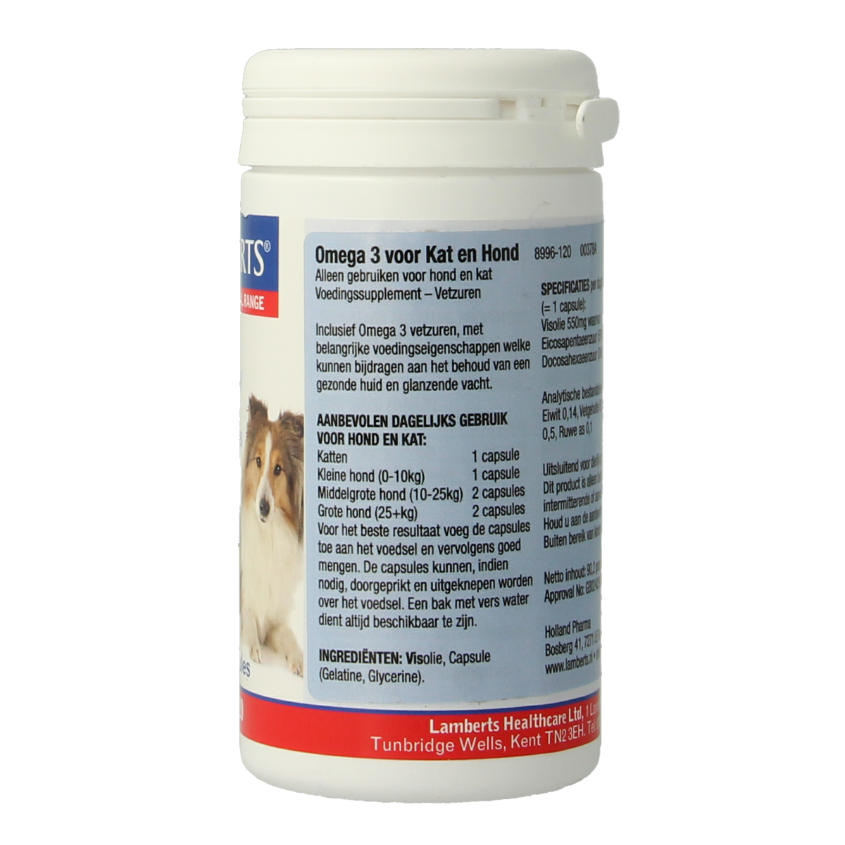 Lamberts Omega 3 voedingssupplement voor honden en katten, 120 capsules, gezond vetzuur ondersteuning voor huisdieren
