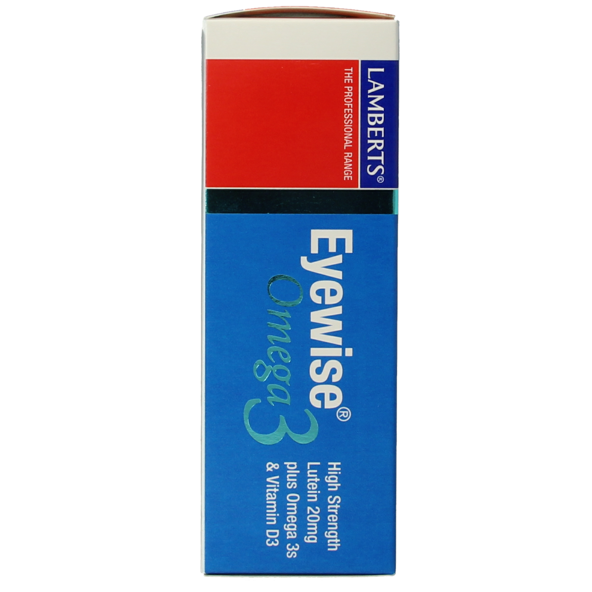 Lamberts Eyewise capsules with 20mg lutein and omega-3, showing a bottle of 60 capsules for eye health support