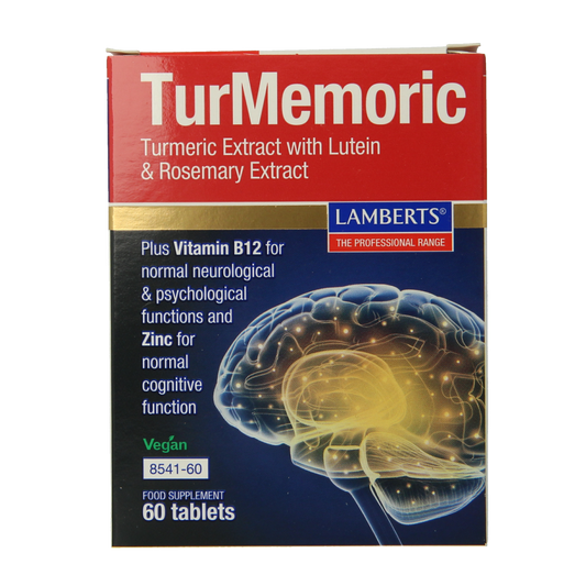 Lamberts Turmemoric herbal supplement with turmeric, lutein, and rosemary in a bottle of 60 tablets.