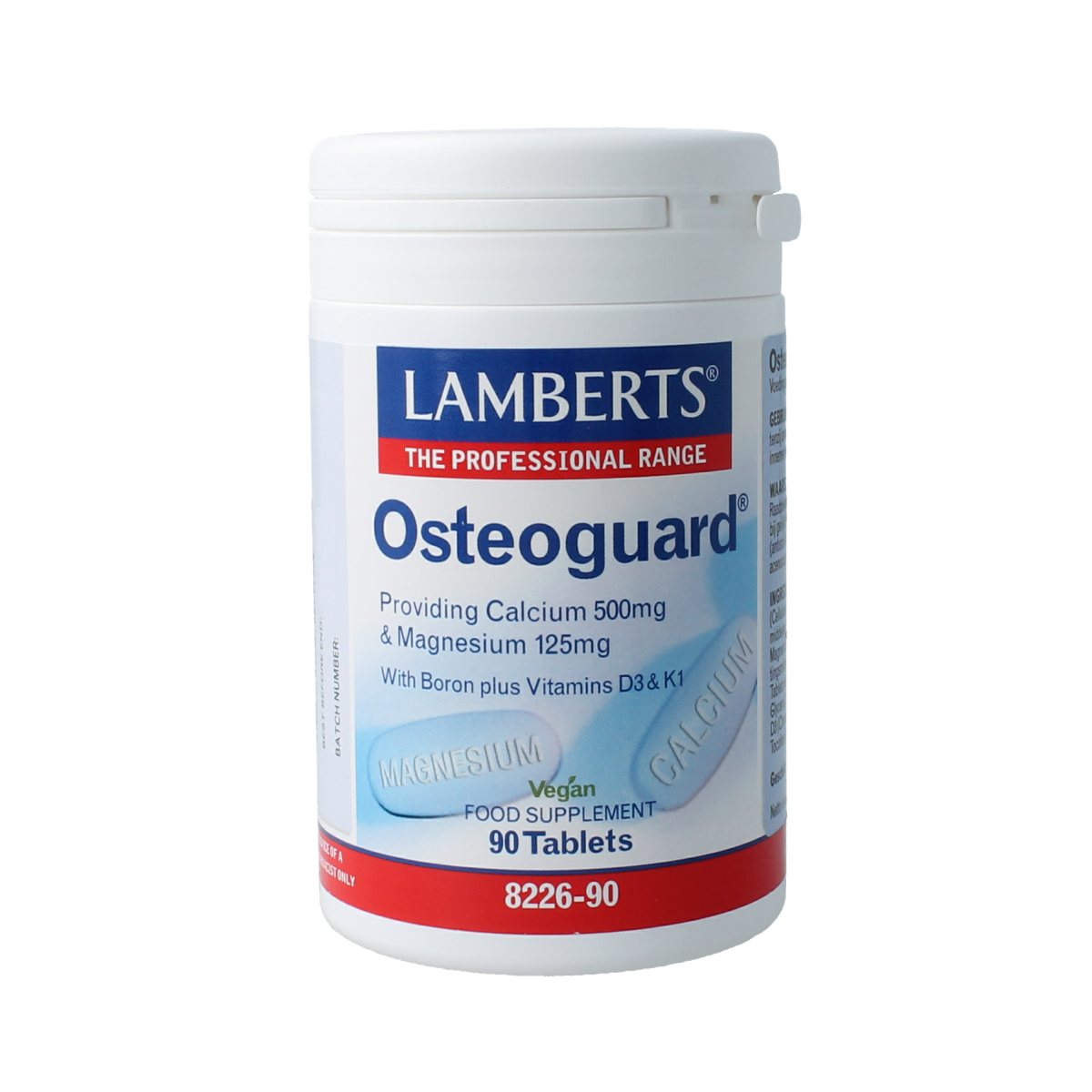 Lamberts Osteoguard mineral multivitamin tablets in a blister pack, designed for bone health support.