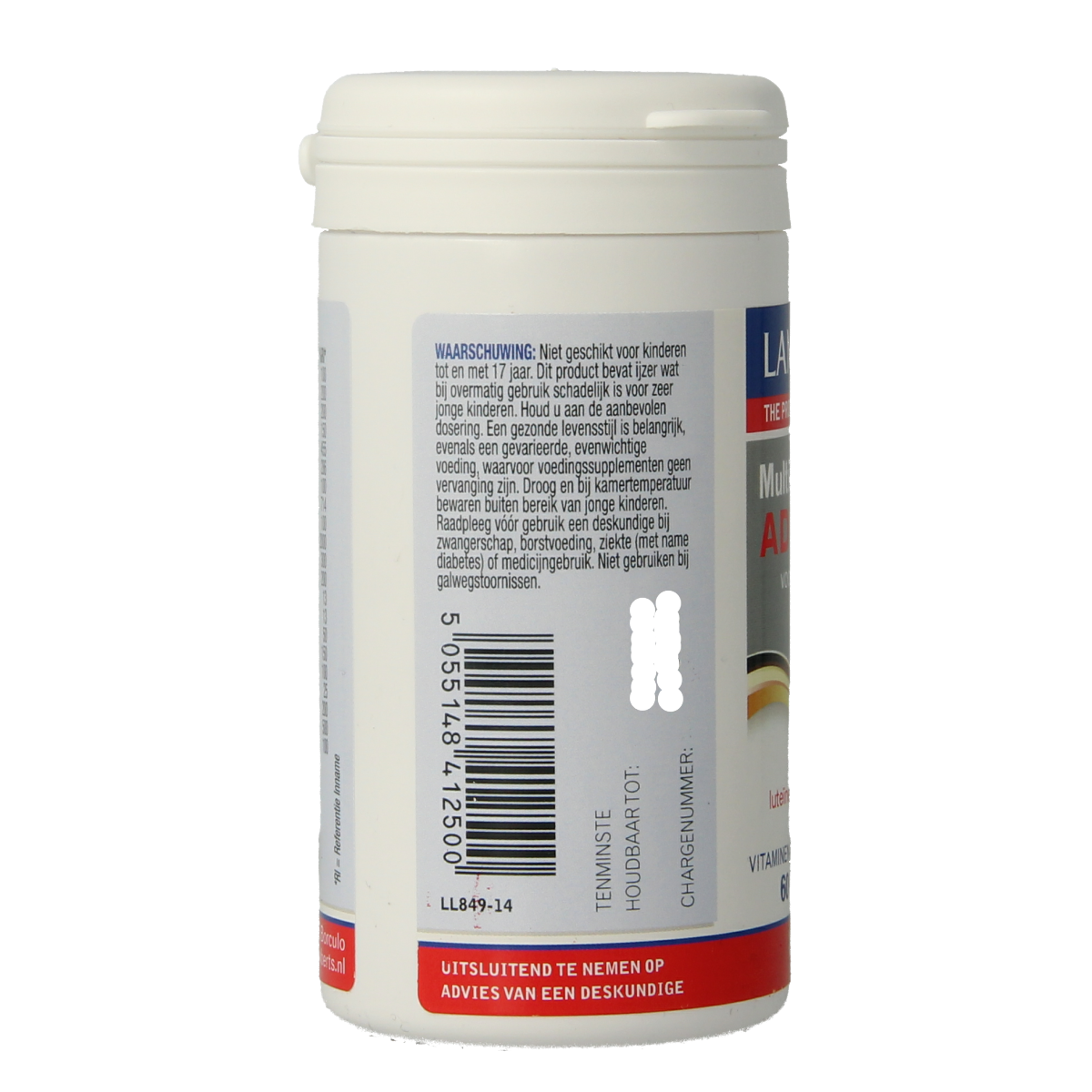 Lamberts Multi-Guard Advance 50+ multivitamin tablets, dietary supplement for adults, showing the bottle and tablets.