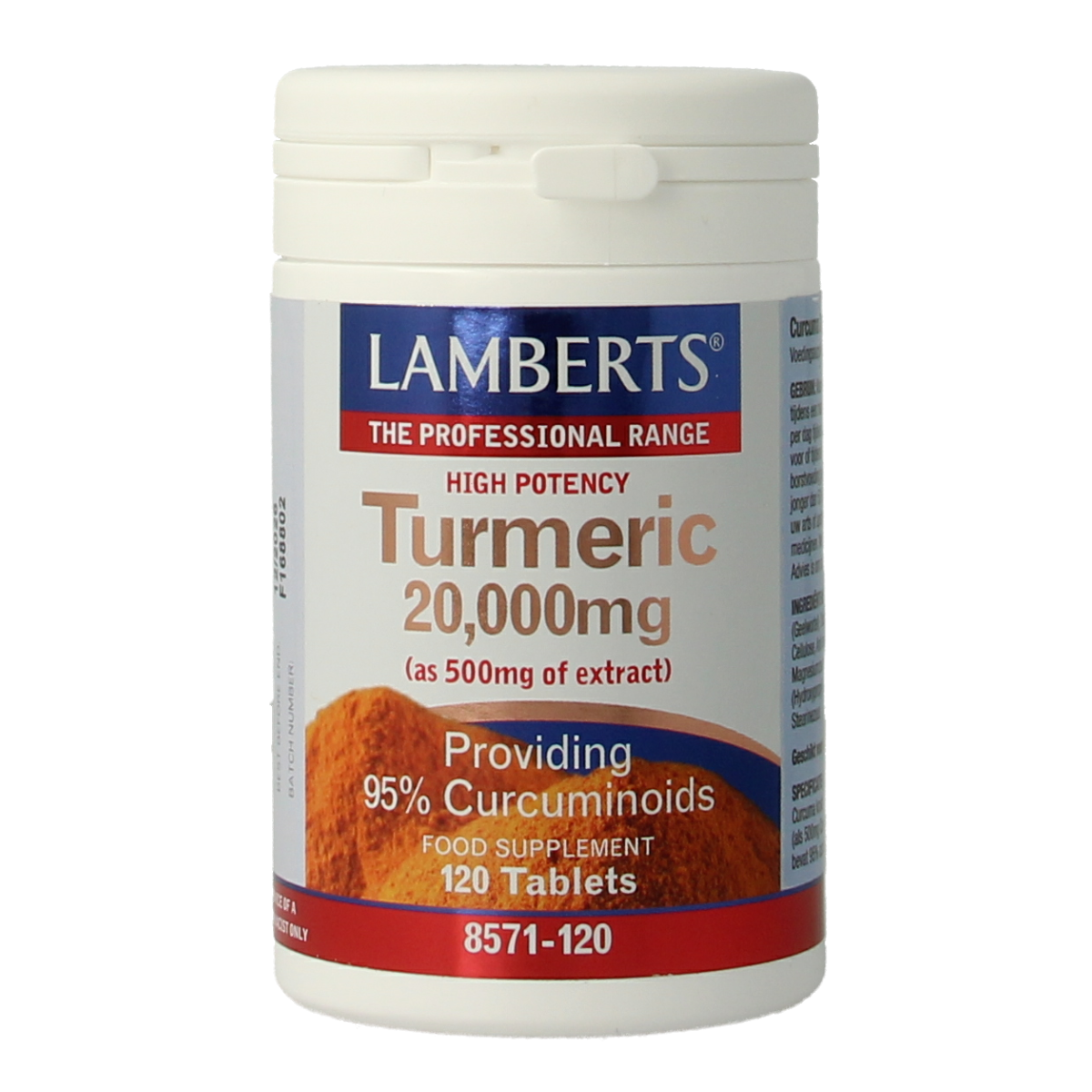 Lamberts Curcuma 20,000mg turmeric supplement in a bottle of 120 tablets, herbal supplement for joint health.