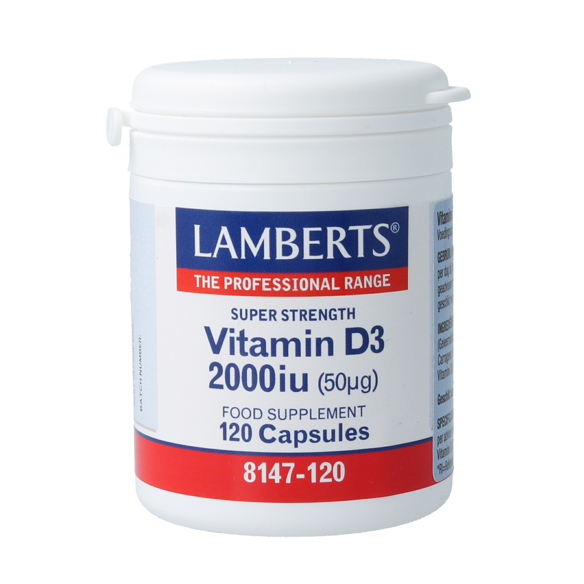 Lamberts Vitamin D3 2000IU 50mcg capsules, dietary supplement, with 120 capsules shown in the image.