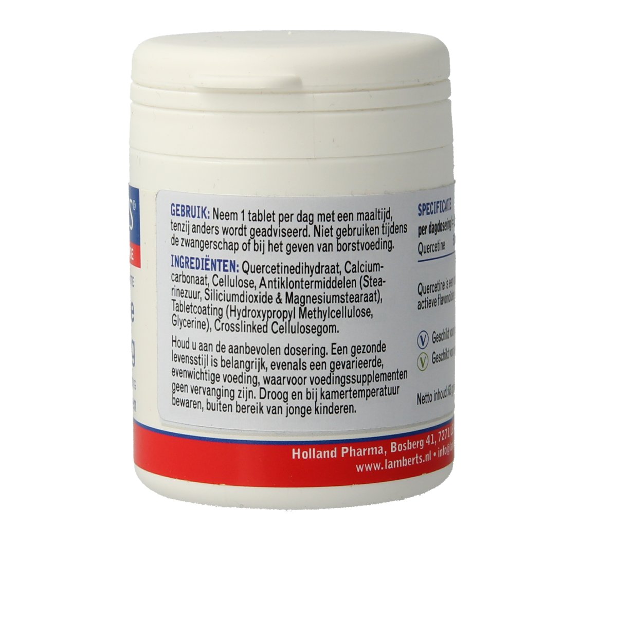 Lamberts Quercetin 500mg herbal supplement tablets, 60 count, natural antioxidant support, in blister pack.