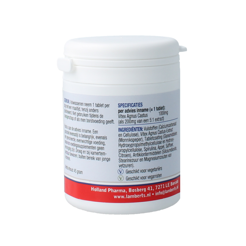 Lamberts Vitex agnus castus herbal supplement in a bottle with 60 tablets, natural herbal remedy for hormonal support