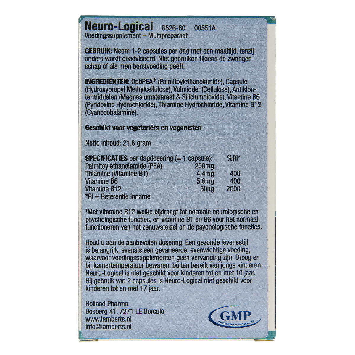 Lamberts Neuro-logical PEA 200mg palmitoylethanolamide 60.00 Capsules
