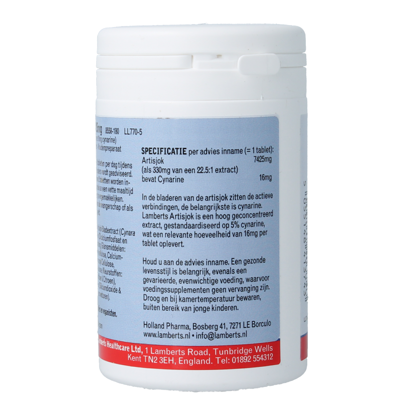 Lamberts Artisjok extract bottle with 180 tablets, herbal supplement for digestion and liver health.