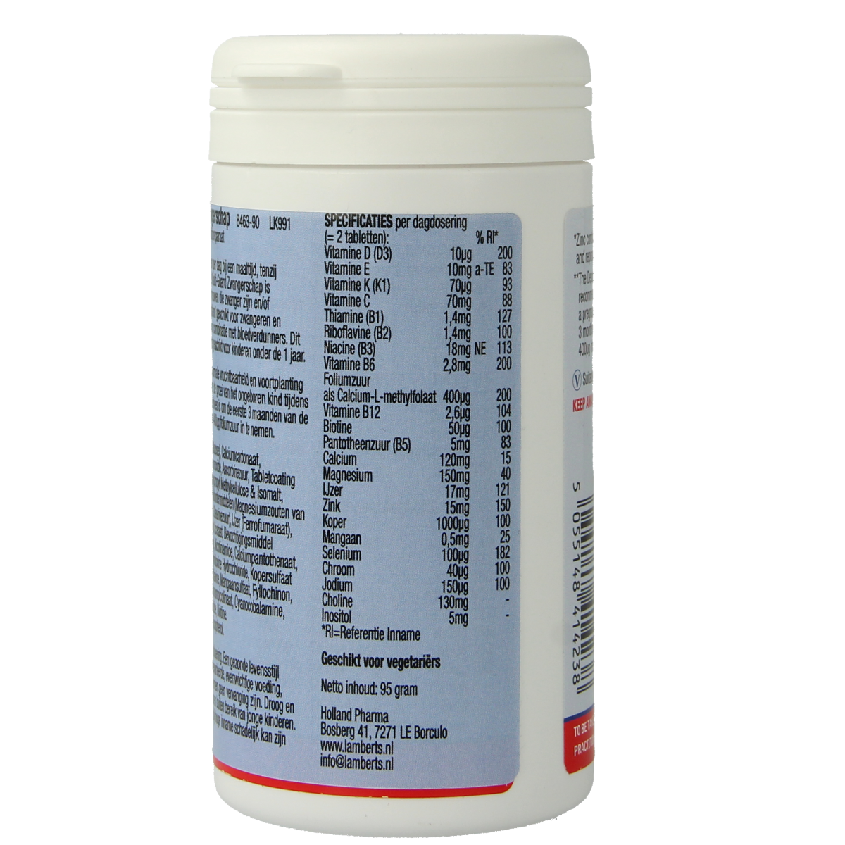 Lamberts Multi-Guard pregnancy multivitamin tablets, 90-count bottle, featuring essential vitamins for expectant mothers.