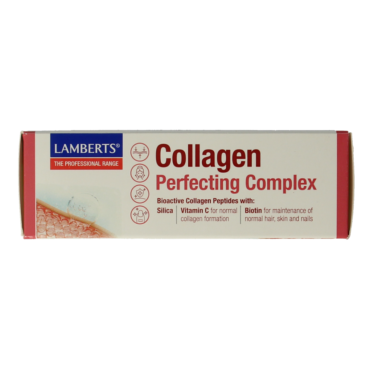 Lamberts Collageen Perfectie Complex supplement in 60 tablets, herbal preparation for skin and joint support.