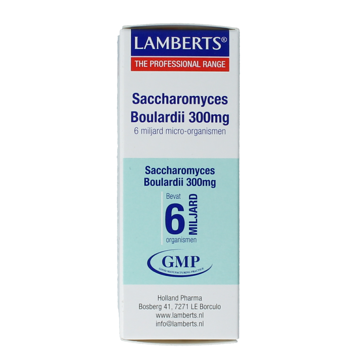 Lamberts Saccharomyces boulardii probiotic capsules in a blister pack, dietary supplement for digestive health.