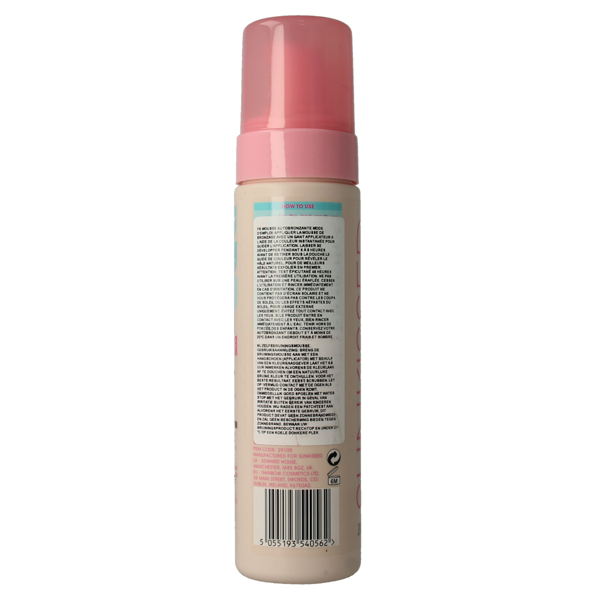 Sunkissed self-tan mousse medium in 200ml bottle, showing the product's packaging and branding.